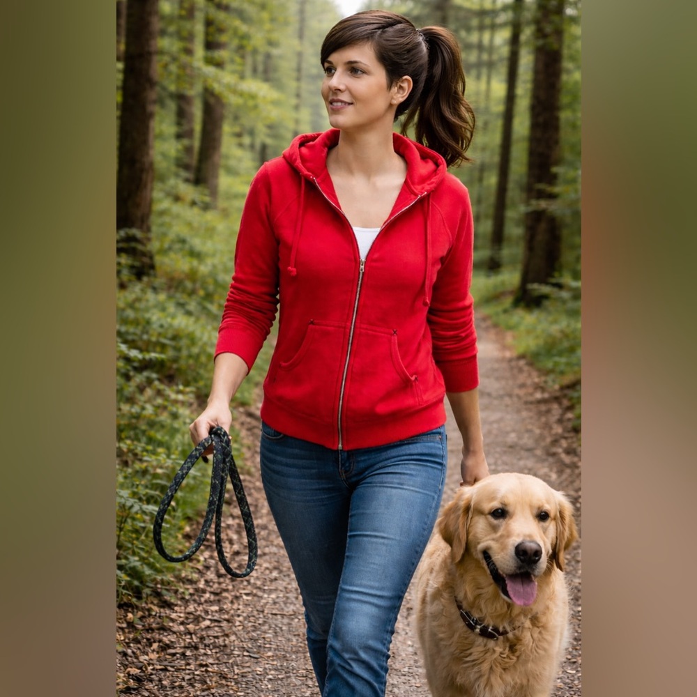 Xhilaration Women's Bright Red Zip-Up Hoodie